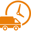 Move It Squad_logistics-delivery-truck-and-clock_orange